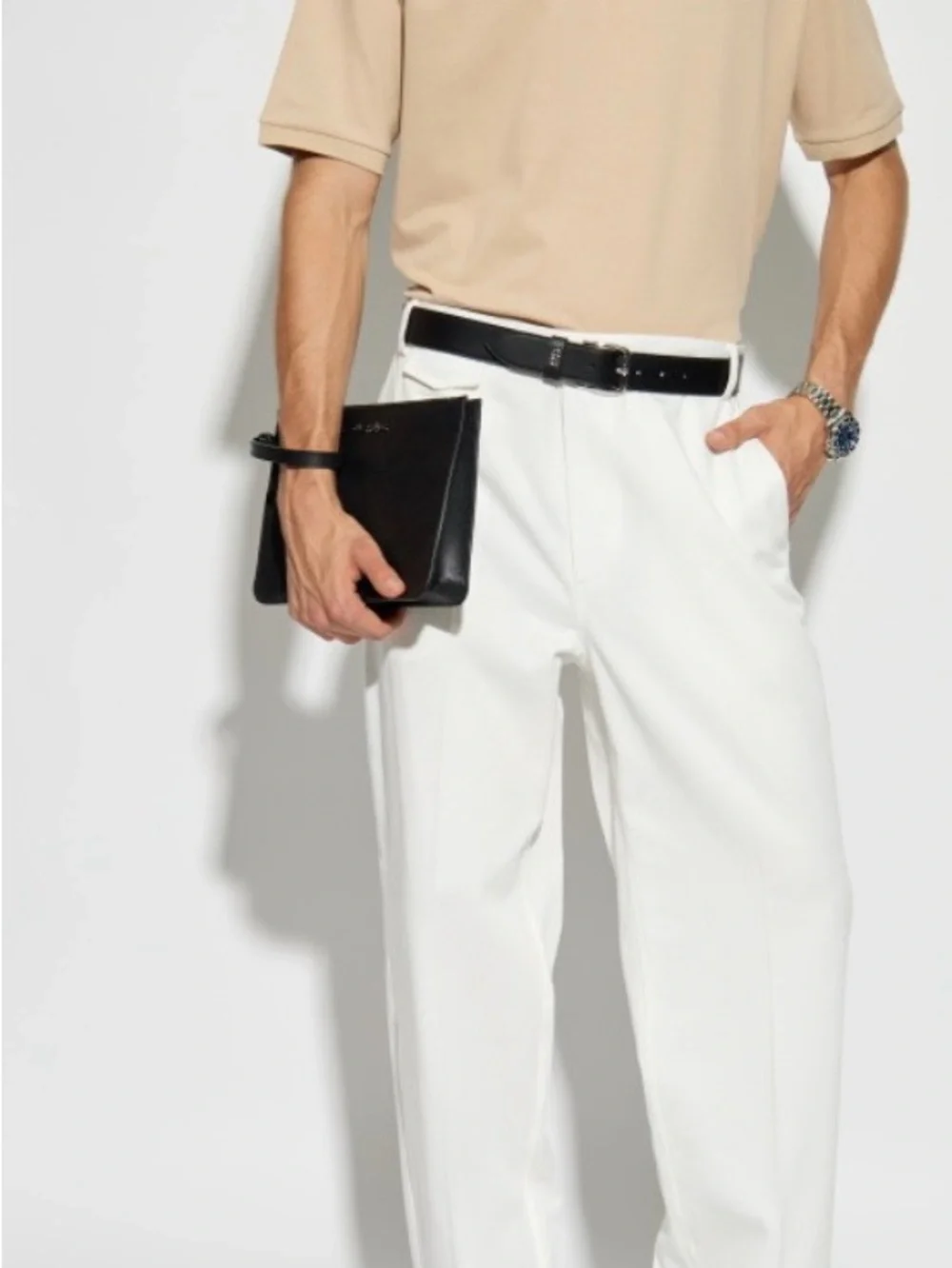 Gucci Beige Polo with Green-Trim Contrast Collar